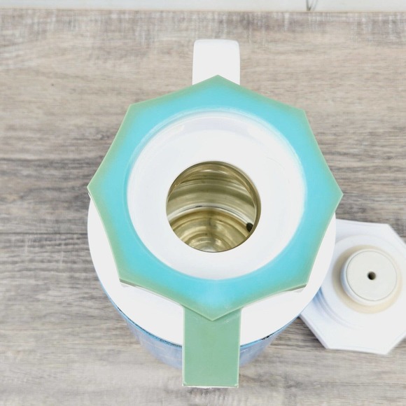 Gloria Vacuum Bottle Carafe Thermas Blue White RFS-10 Made in Japan Vintage MCM - Picture 7 of 10